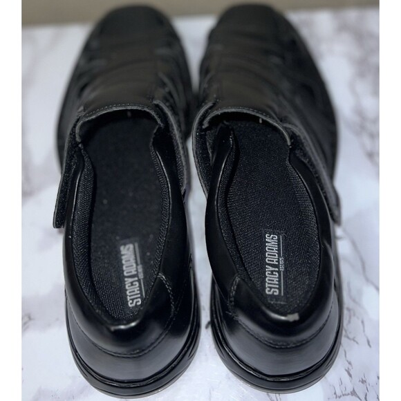 Stacy Adams Bayden Fisherman Sandals Men 9.5 Black Faux Leather Dress or Casual